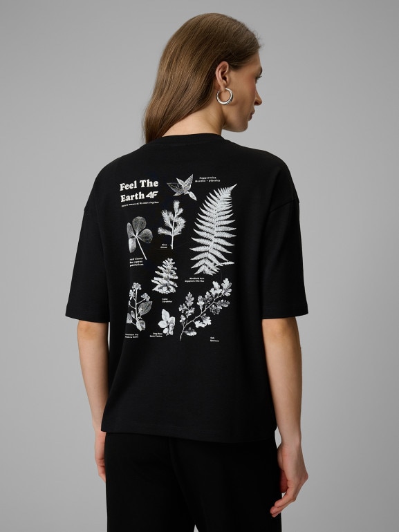 Damski t-shirt z nadrukiem 4F 4FRSS26TTSHF3704 - czarny