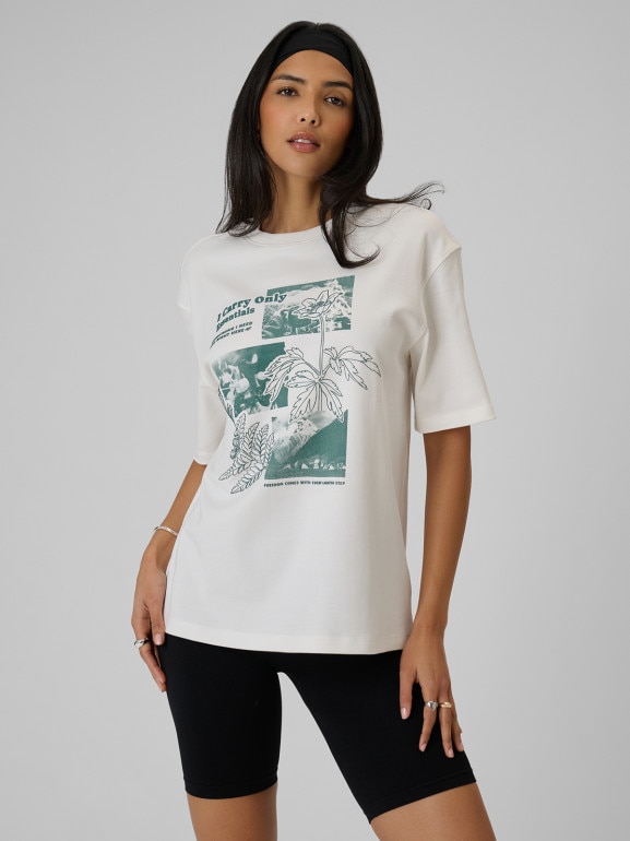 Damski t-shirt z nadrukiem 4F 4FRSS26TTSHF3705 - biały