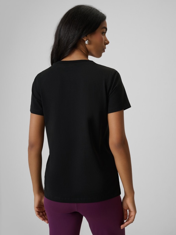 Damski t-shirt z nadrukiem 4F 4FRSS26TTSHF3793 - czarny