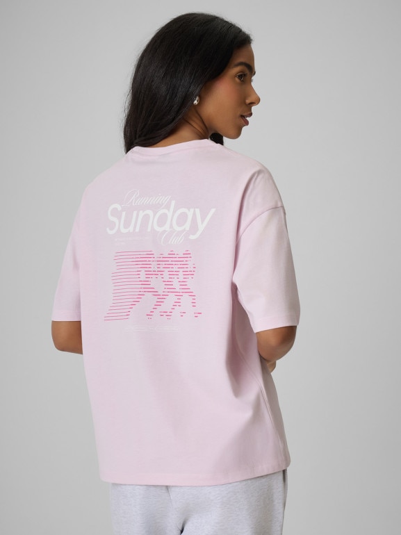 Damski t-shirt z nadrukiem 4F 4FRSS26TTSHF3794 - różowy