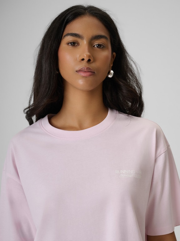 Damski t-shirt z nadrukiem 4F 4FRSS26TTSHF3794 - różowy