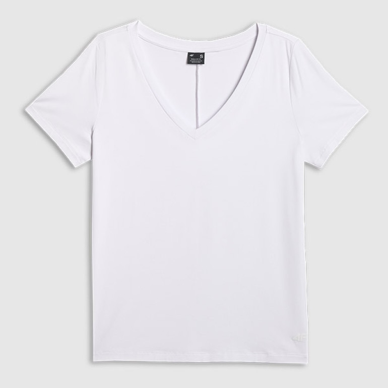 Damski t-shirt bez nadruku 4F 4FRSS26TTSHF3796 - biały