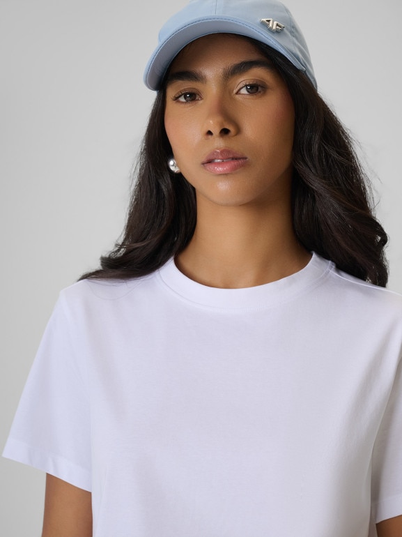 Damski t-shirt bez nadruku 4F 4FRSS26TTSHF3797 - biały