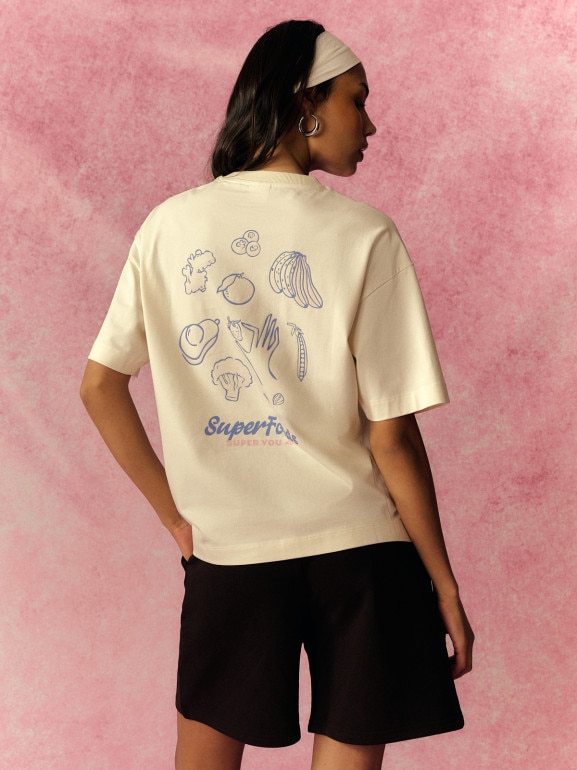 Damski t-shirt z nadrukiem 4F 4FRSS26TTSHF3850 - kremowy