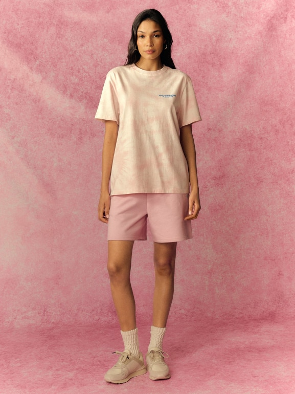 Damski t-shirt z nadrukiem 4F 4FRSS26TTSHF3851 - różowy