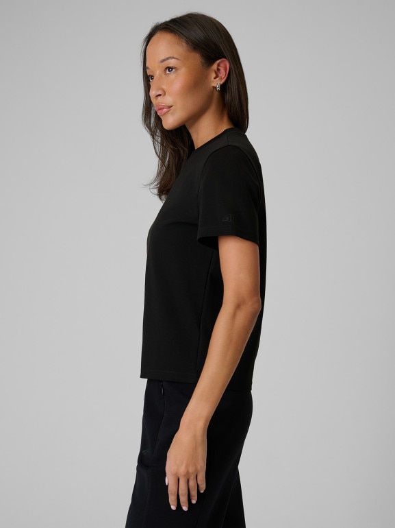 Damski t-shirt bez nadruku 4F 4FRSS26TTSHF3985 - czarny
