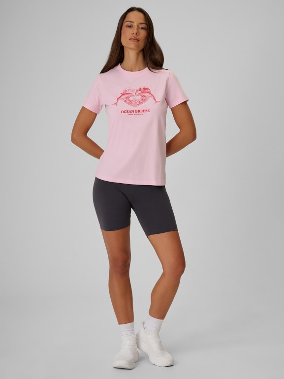 Damski t-shirt z nadrukiem 4F 4FRSS26TTSHF4019 - różowy