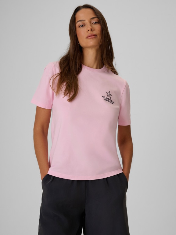 Damski t-shirt z nadrukiem 4F 4FRSS26TTSHF4021 - różowy