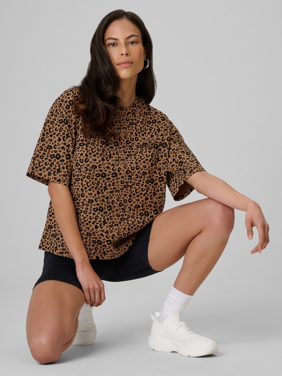 Damski t-shirt z nadrukiem 4F 4FRSS26TTSHF4024 - brązowy