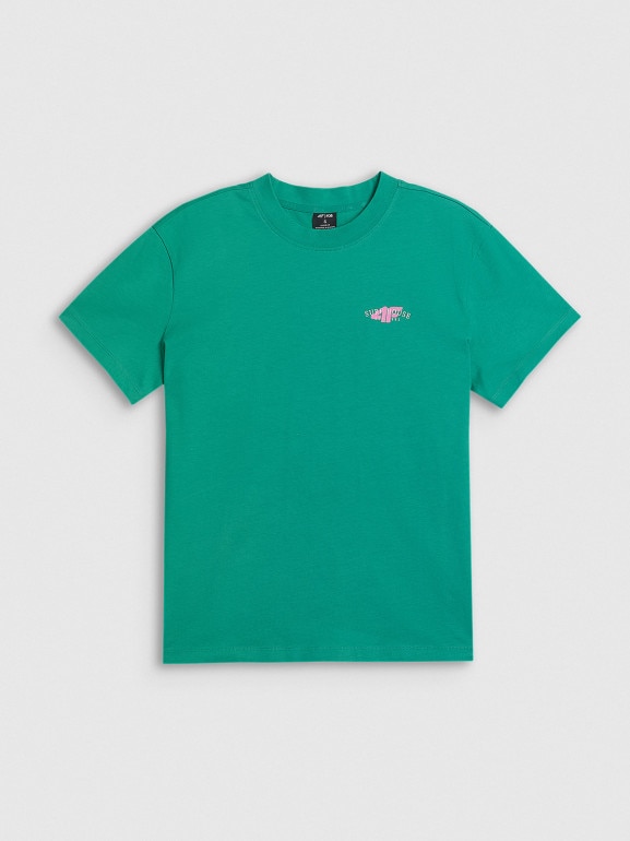 Damski t-shirt z nadrukiem 4F 4FRSS26TTSHF4516 - zielony