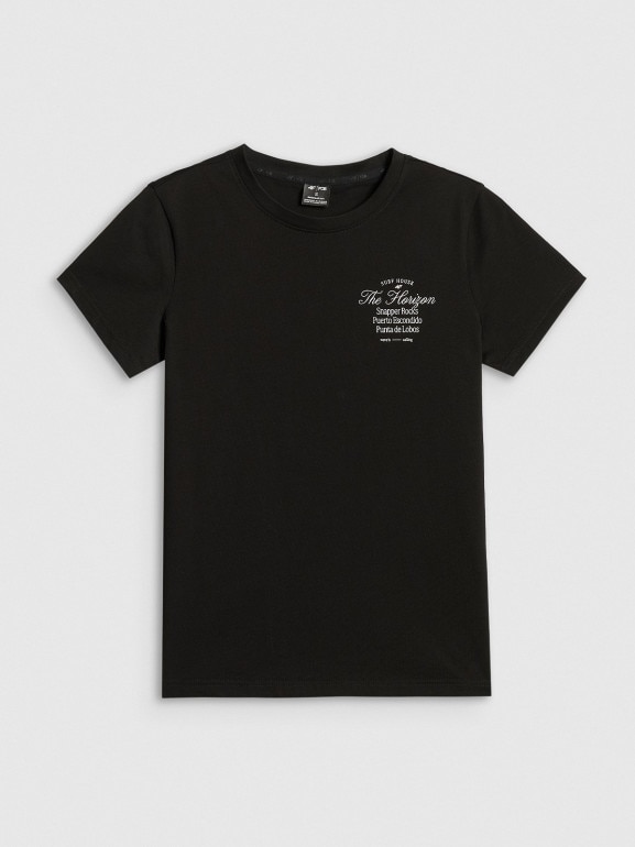 Damski t-shirt z nadrukiem 4F 4FRSS26TTSHF4537 - czarny