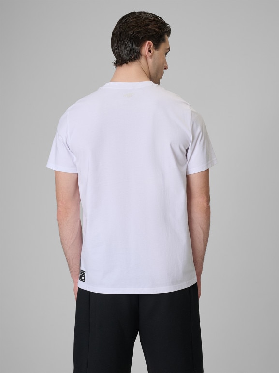 Męski t-shirt z nadrukiem 4F 4FRSS26TTSHM3805 - biały