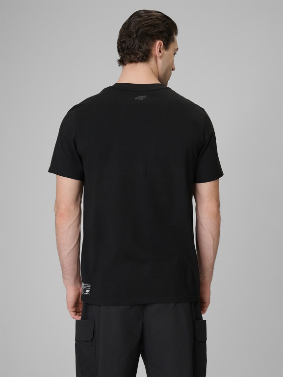 Męski t-shirt z nadrukiem 4F 4FRSS26TTSHM3805 - czarny