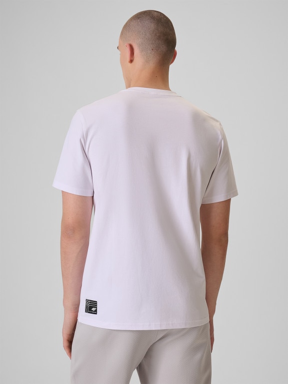 Męski t-shirt z nadrukiem 4F 4FRSS26TTSHM3806 - biały