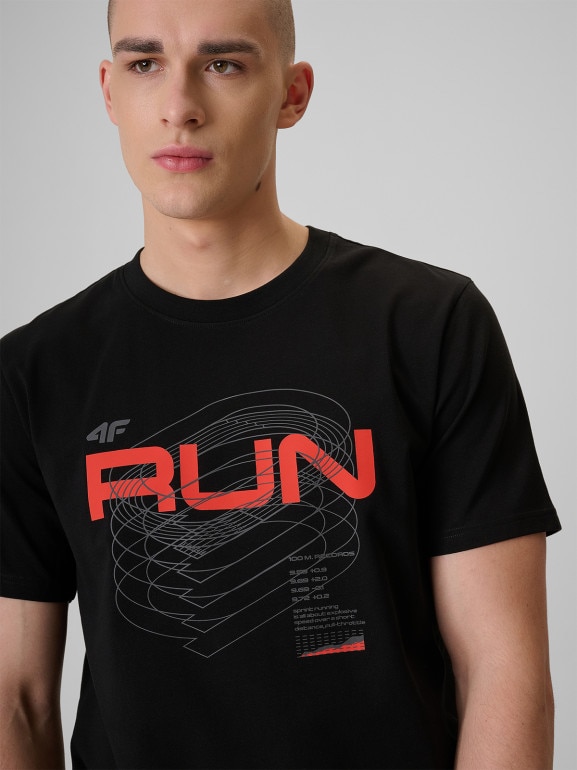 Męski t-shirt z nadrukiem 4F 4FRSS26TTSHM3806 - czarny