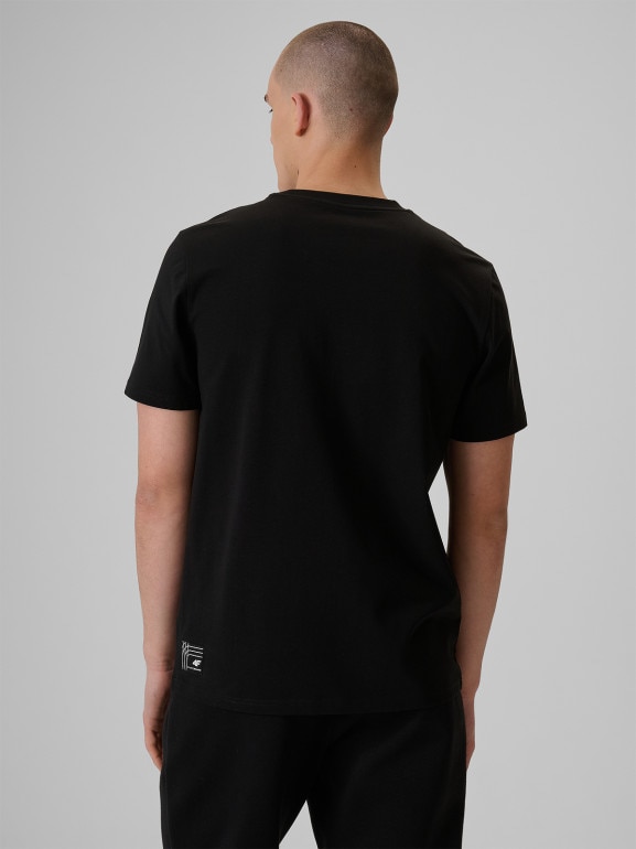 Męski t-shirt z nadrukiem 4F 4FRSS26TTSHM3806 - czarny