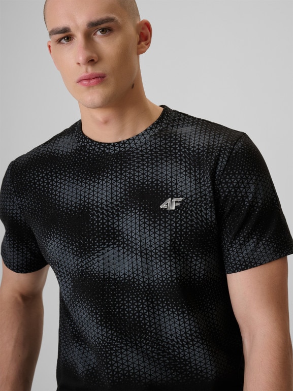 Męski t-shirt z nadrukiem 4F 4FRSS26TTSHM3807 - czarny