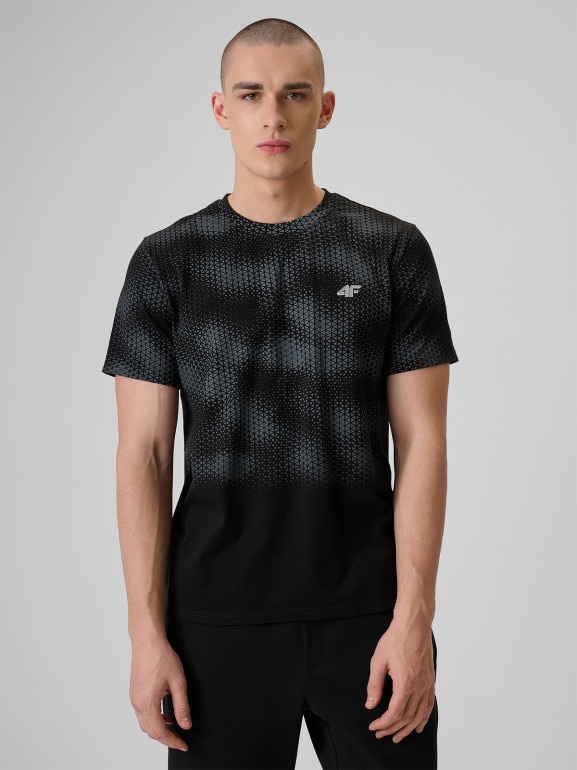 Męski t-shirt z nadrukiem 4F 4FRSS26TTSHM3807 - czarny