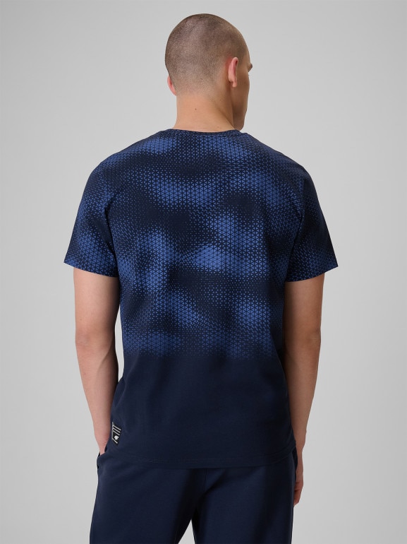 Męski t-shirt z nadrukiem 4F 4FRSS26TTSHM3807 - granatowy
