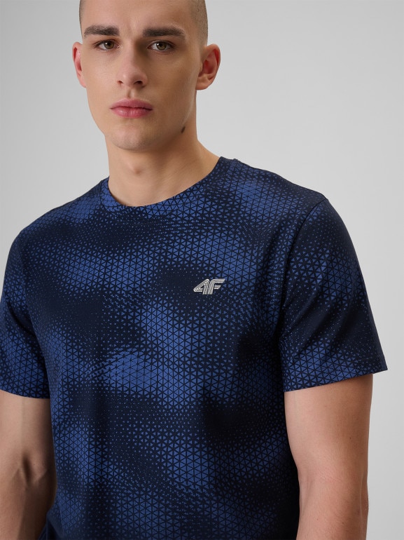 Męski t-shirt z nadrukiem 4F 4FRSS26TTSHM3807 - granatowy