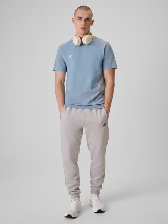 Męski t-shirt z nadrukiem 4F 4FRSS26TTSHM3809 - niebieski