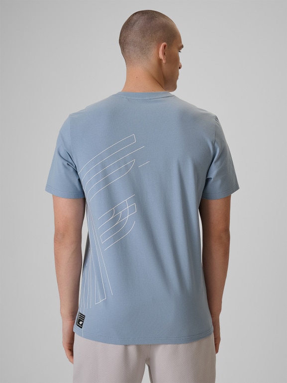 Męski t-shirt z nadrukiem 4F 4FRSS26TTSHM3809 - niebieski