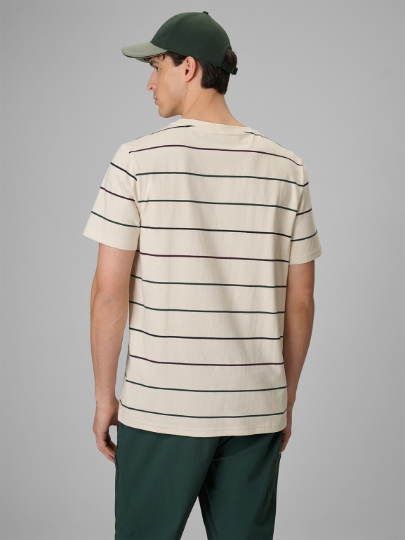 Męski t-shirt z nadrukiem 4F 4FRSS26TTSHM3812 - beżowy