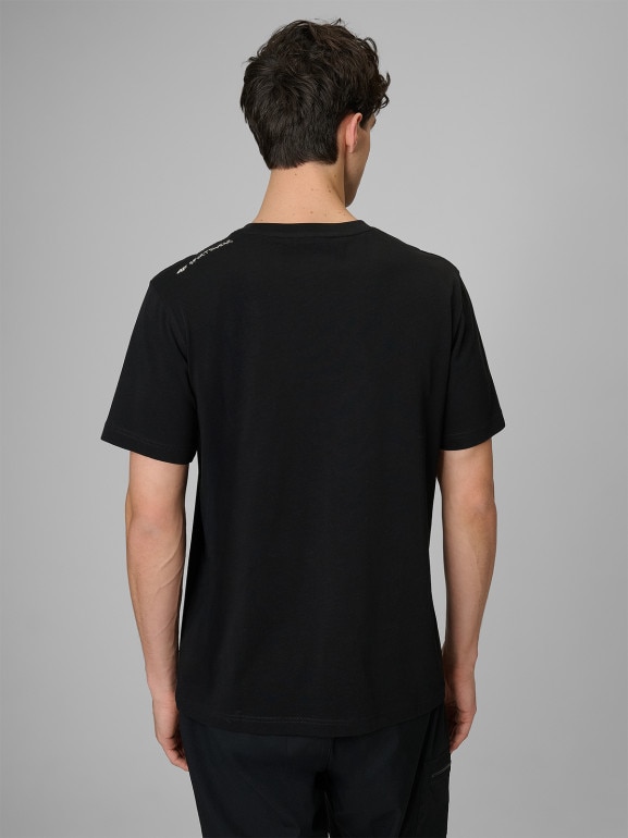 Męski t-shirt z nadrukiem 4F 4FRSS26TTSHM3814 - czarny