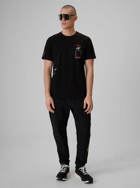 Męski t-shirt z nadrukiem 4F 4FRSS26TTSHM3872 - czarny