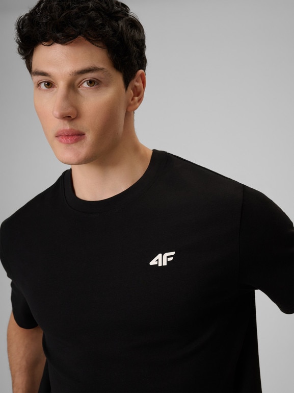 Męski t-shirt z nadrukiem 4F 4FRSS26TTSHM3977 - czarny