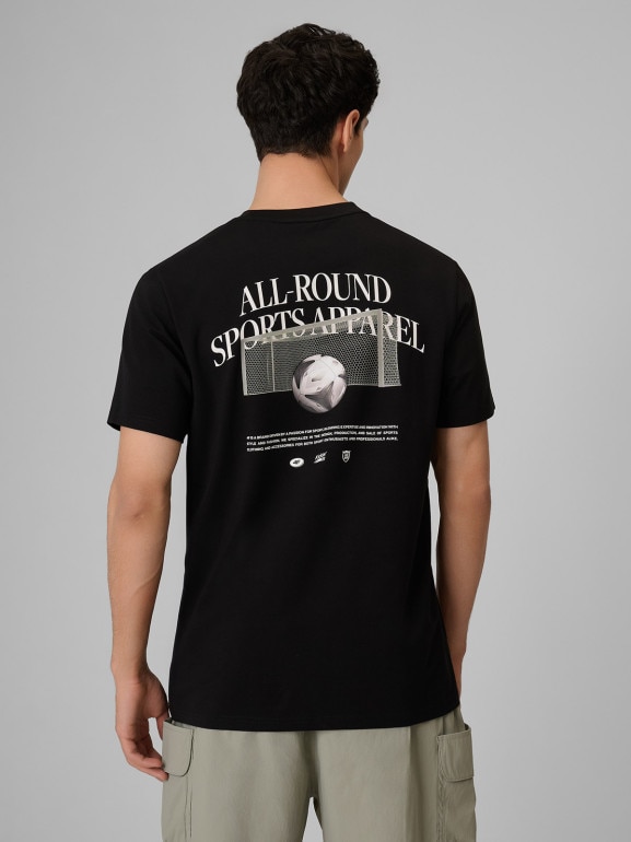 Męski t-shirt z nadrukiem 4F 4FRSS26TTSHM3977 - czarny