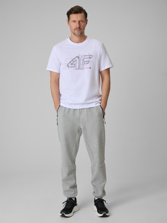 Męski t-shirt z nadrukiem 4F 4FRSS26TTSHM3989 - biały