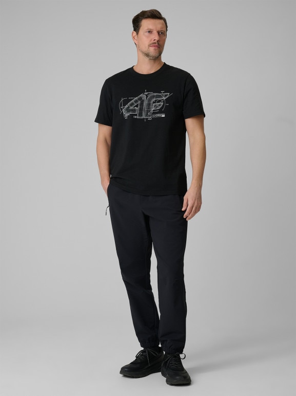 Męski t-shirt z nadrukiem 4F 4FRSS26TTSHM3989 - czarny