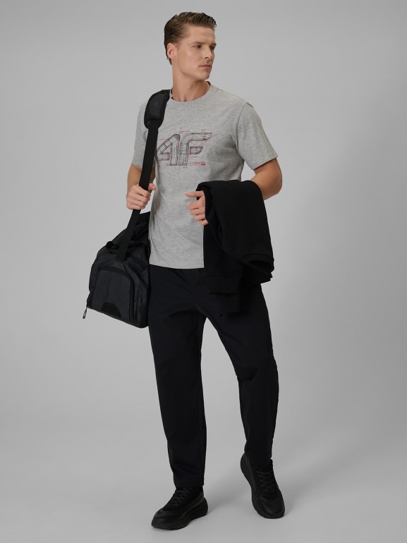 Męski t-shirt z nadrukiem 4F 4FRSS26TTSHM3989 - szary