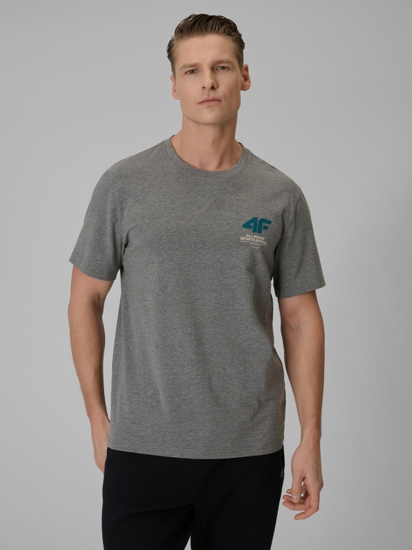Męski t-shirt z nadrukiem 4F 4FRSS26TTSHM3990 - szary