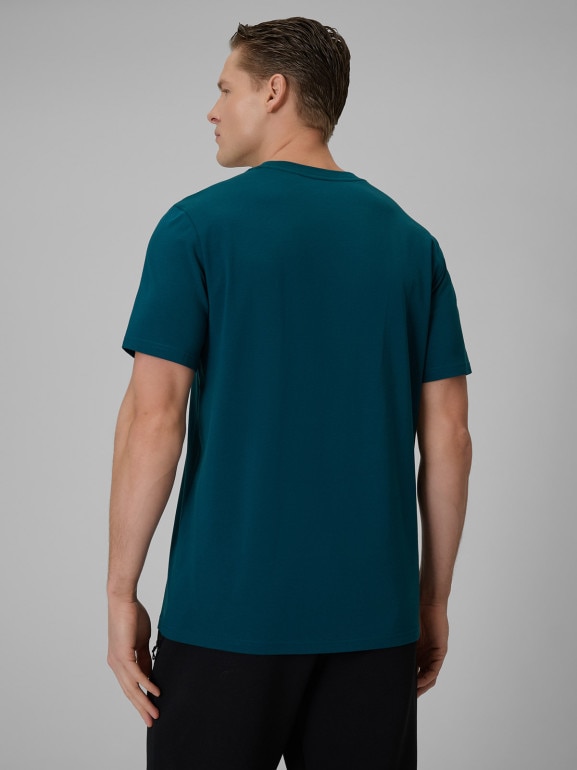 Męski t-shirt z nadrukiem 4F 4FRSS26TTSHM3990 - turkusowy
