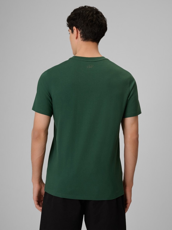 Męski t-shirt z nadrukiem 4F 4FRSS26TTSHM4008 - zielony