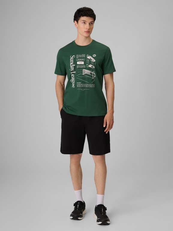 Męski t-shirt z nadrukiem 4F 4FRSS26TTSHM4008 - zielony