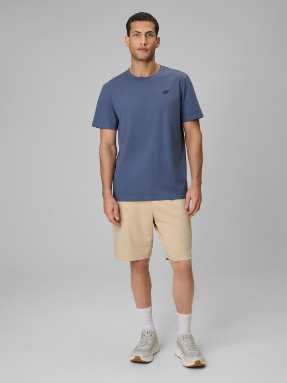 Męski t-shirt bez nadruku 4F 4FRSS26TTSHM4261 - denim