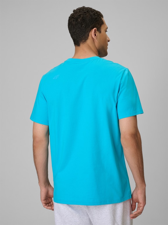 Męski t-shirt bez nadruku 4F 4FRSS26TTSHM4261 - niebieski