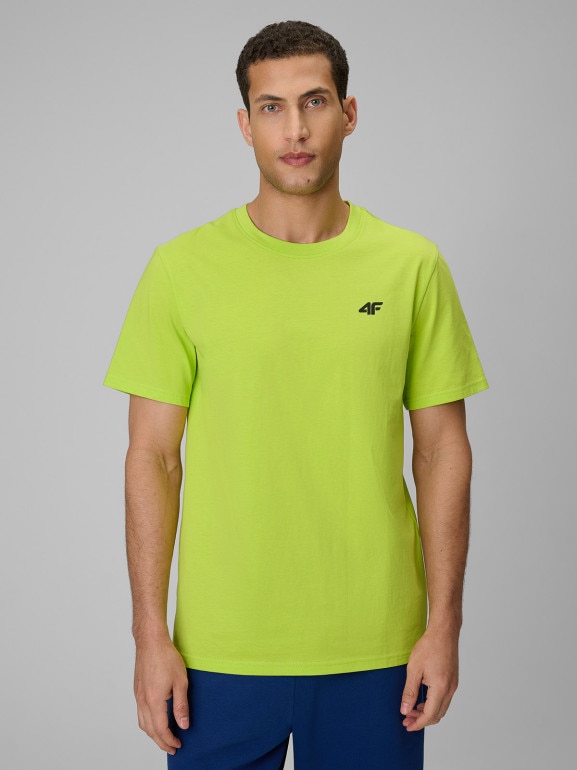 Męski t-shirt bez nadruku 4F 4FRSS26TTSHM4261 - zielony