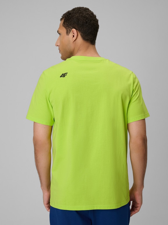 Męski t-shirt bez nadruku 4F 4FRSS26TTSHM4261 - zielony