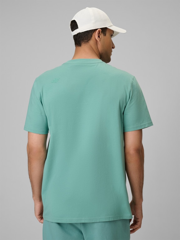 Męski t-shirt bez nadruku 4F 4FRSS26TTSHM4261 - miętowy
