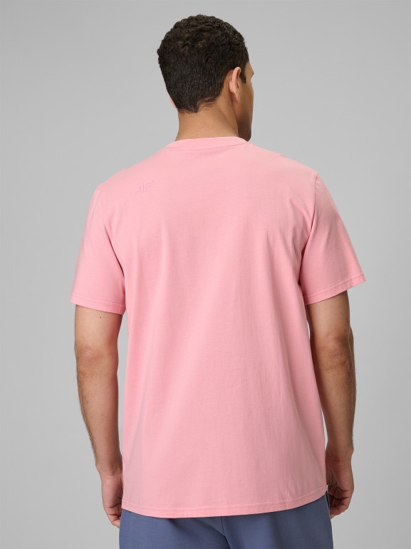Męski t-shirt bez nadruku 4F 4FRSS26TTSHM4261 - różowy