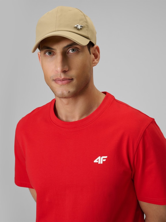 Męski t-shirt bez nadruku 4F 4FRSS26TTSHM4261 - czerwony