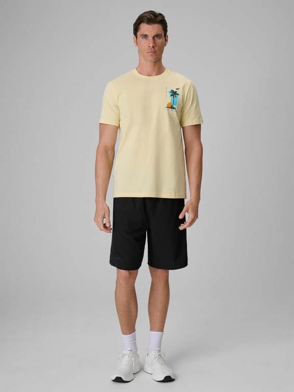 Męski t-shirt z nadrukiem 4F 4FRSS26TTSHM4301 - żółty