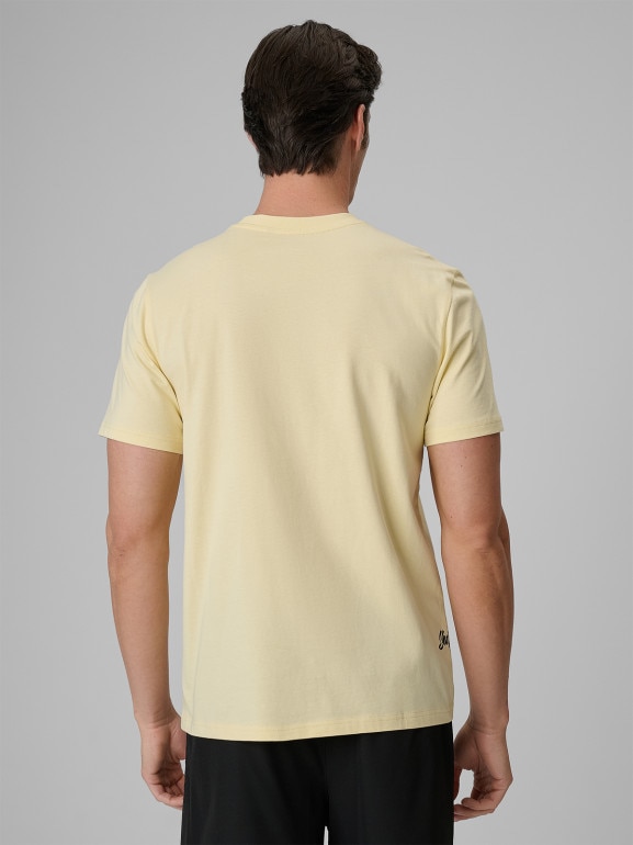 Męski t-shirt z nadrukiem 4F 4FRSS26TTSHM4301 - żółty