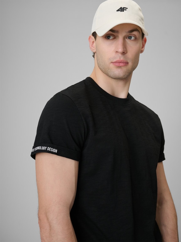 Męski t-shirt bez nadruku 4F 4FRSS26TTSHM4378 - czarny