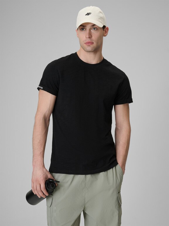 Męski t-shirt bez nadruku 4F 4FRSS26TTSHM4378 - czarny