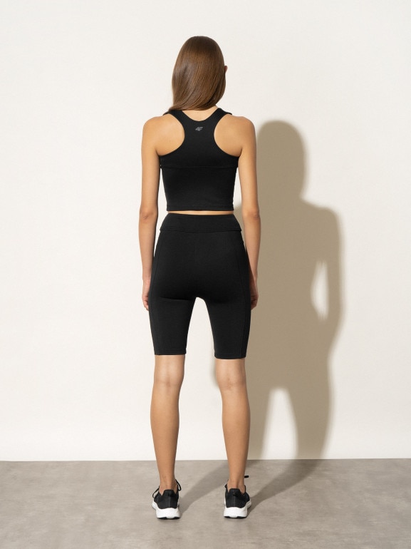 Damskie legginsy kolarki treningowe 4F x Anna Lewandowska 4FSS22TTIGF016 - czarne
